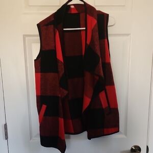 Plaid Red and Black Women's Vest